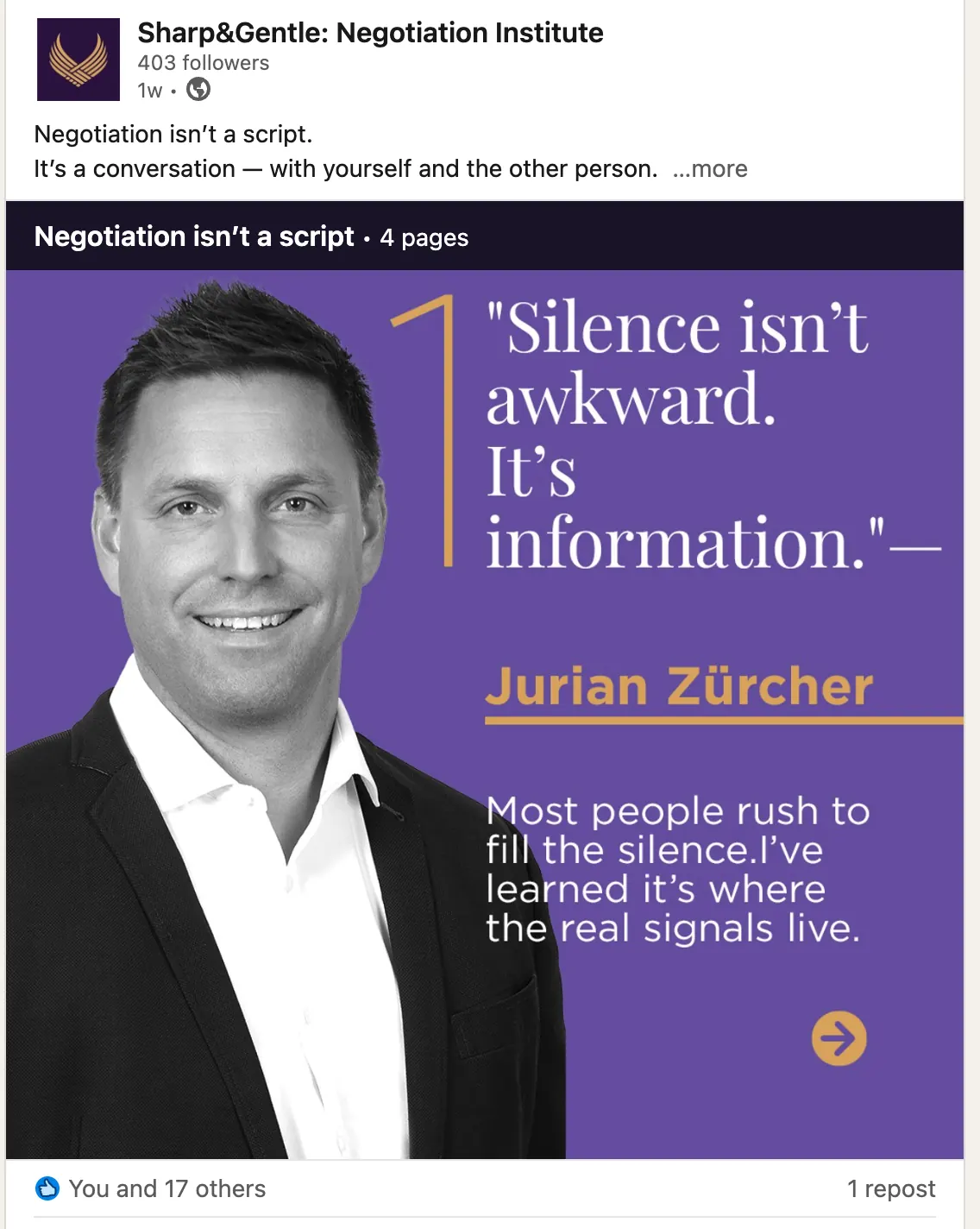 Expert quote carousel on LinkedIn