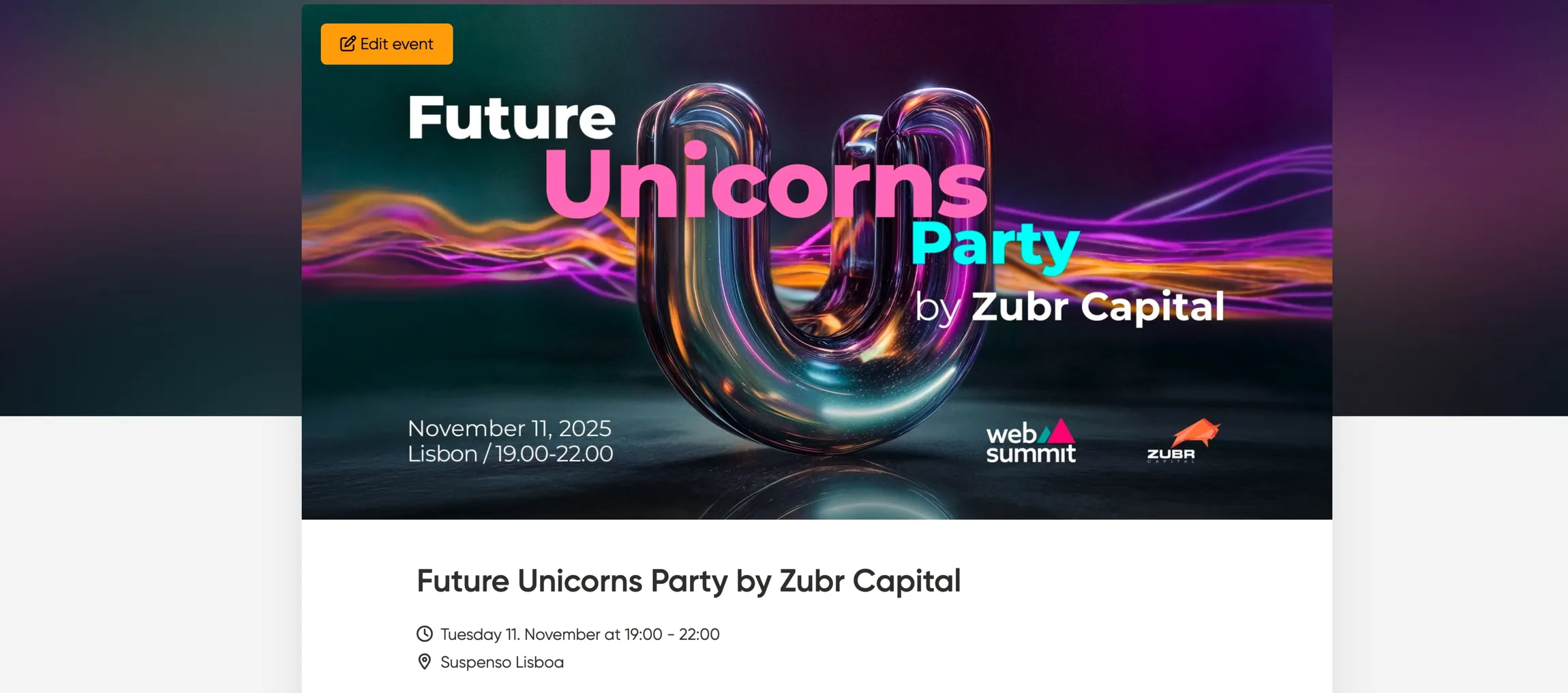 Future Unicorns Party by Zubr Capital, Lisbon